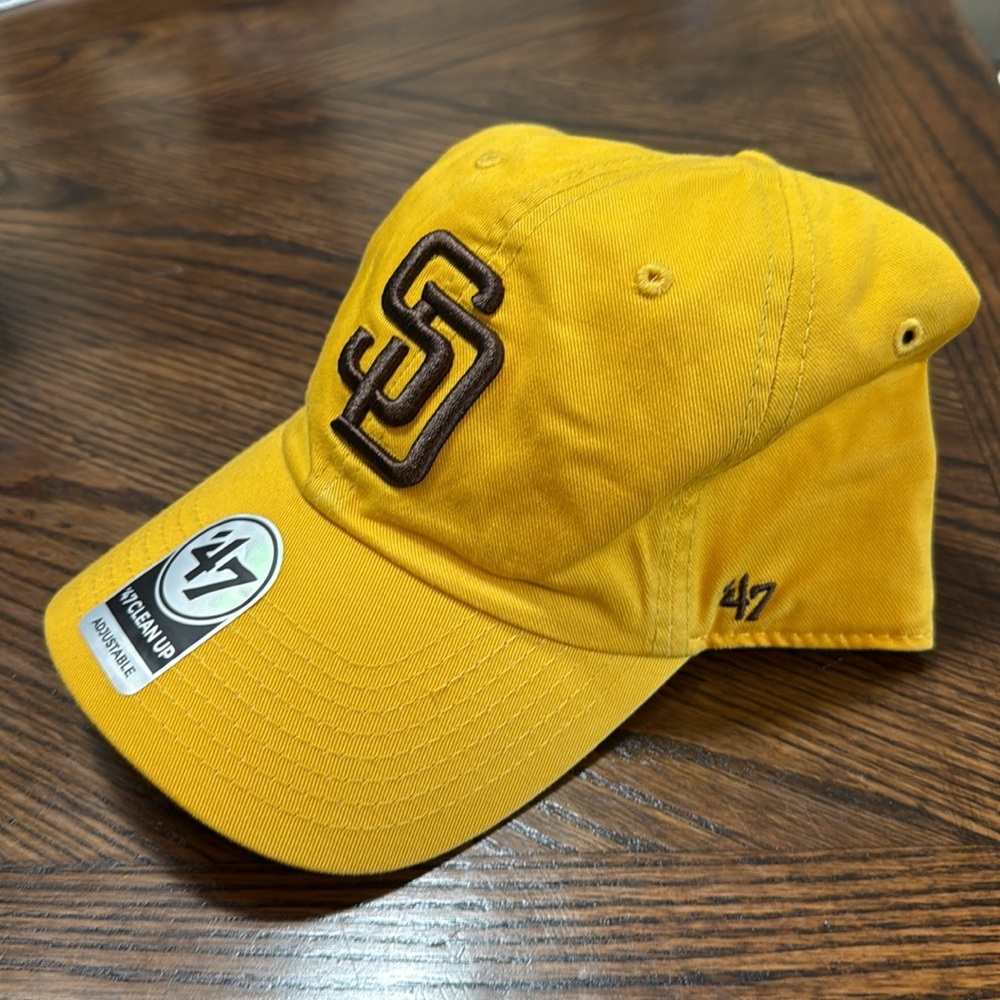 47 Clean Up San Diego Padres Hat Yellow Brown Relaxed Fit Embroidered - Picture 4 of 8